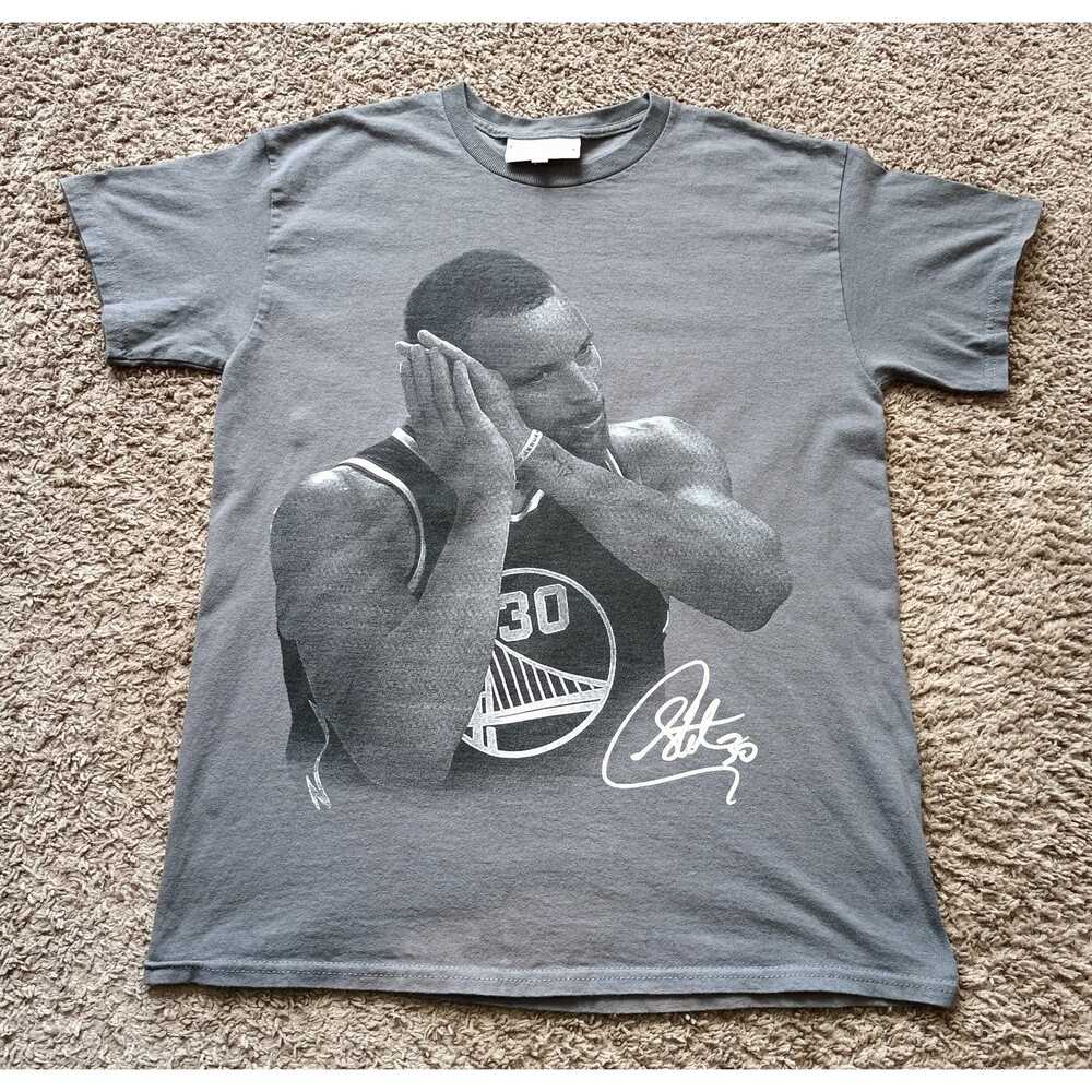 Golden State Warriors Stephen Curry T-Shirt Men's Size Medium Graphic Print Gray